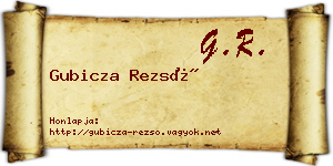 Gubicza Rezső névjegykártya